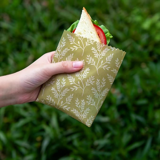 Reusable Beeswax Wraps, 9 Pack Sandwich, Snack, Bowl, Food Storage, Organic, Sustainable, Zero Waste, Plastic-Free, Eco-Friendly, 1XL, 3M, 5S, Blue Green Floral Botanical Prints