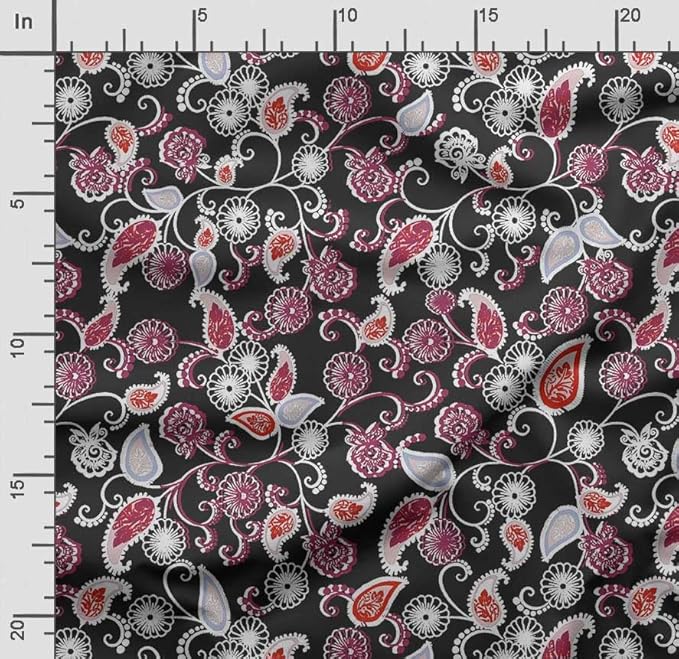 Soimoi Asian Paisley Print - Black, Premium Cotton Cambric Fabric - Medium Weight Material for Quilting, Kurtis, Blouse, Kids Clothing, Tunic, Curtains - 42" Inch Wide, 1 Yard