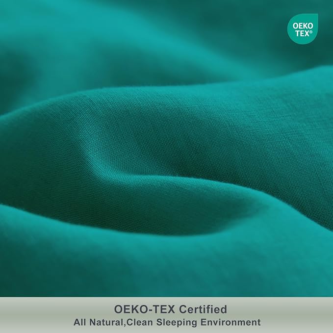 TOSMO 100% Linen King Duvet Cover Set, Luxury French Flax Natural Linen Duvet Cover with Button Closure & Corner Ties, Cooling Breathable Comforter Cover 3 Piece (Teal)