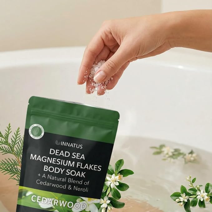 Pure Dead Sea Magnesium Flakes Clarity Soak – Relaxing & Replenishing 14oz Bath Soak – Infused with Infused with Natural Oils for Muscle Recovery (Cedarwood)