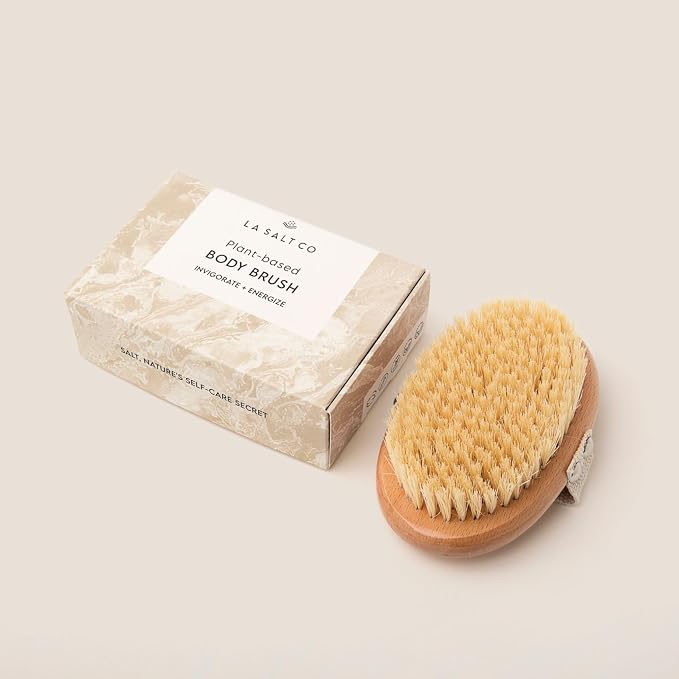 LA SALT CO Dry Brushing Body Brush, Exfoliating Body Scrubber for Dry Skin, Plant-Based with Sisal Bristles