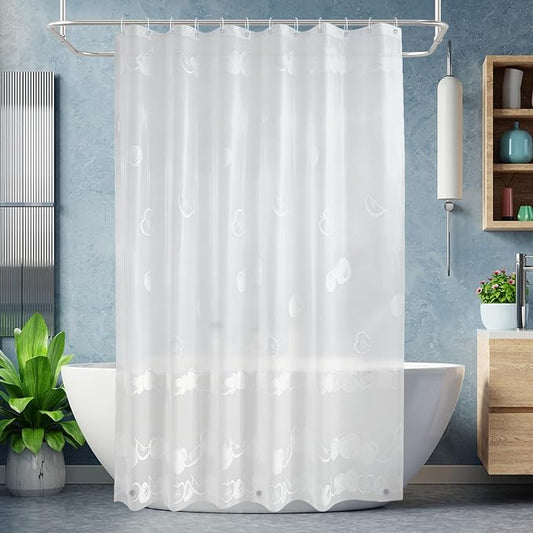 PEVA Shower Curtain, Water Repellent Premium Bathroom Shower Curtain with 3 Magnetic Weights for Shower Stall, Bathtubs