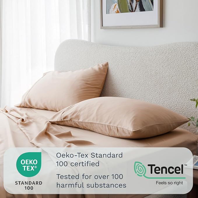 Olive + Crate Tencel Eucalyptus Pillowcases - 100% Tencel Lyocell Cooling Pillow Cases for Hot Sleepers - Hypoallergenic, Moisture-Wicking, Silk Alternative, Queen Size Set of 2 [Terracotta Clay]
