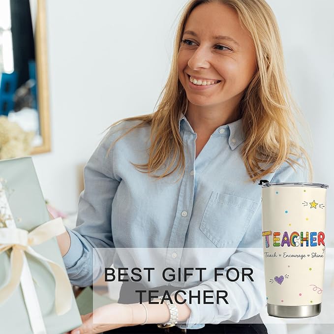 Teacher Appreciation Gifts Teacher Gift from Students Travel Tumbler 20 oz | Teacher Week Gift 20oz Insulated Tumbler for Thanksgiving Birthday Back to School Pre K Preschool Christmas Coffee Travel Mug