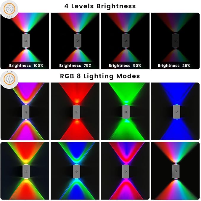 easuntec Motion Sensor Rechargeable Night Light Color Changing, 8 Colors Sunset Projector Lamp, Magnetic Stick-on Wireless Sunset Lamp for Room Decor,USB-C Dimming & No Drill Installation（RGB,2 Pack）