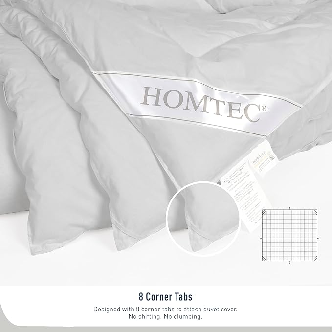 King Size Duvet Insert - All Season 100% Cotton Shell Comforter - Quilted Fluffy Down Alternative Duvet Insert - Light Gray - Soft Breathable & Lightweight with 8 Corner Tabs
