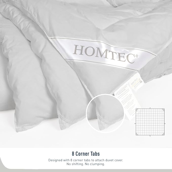 Oversized King Size Duvet Insert - All Season 100% Cotton Shell Comforter - Quilted Fluffy Down Alternative Duvet Insert - Light Gray - Soft Breathable & Lightweight with 8 Corner Tabs
