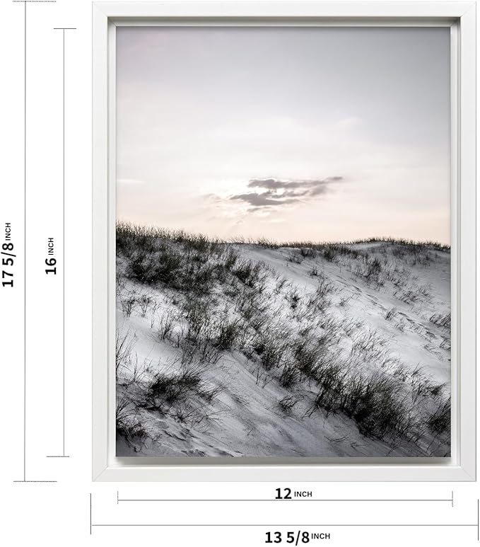 Monem Art Snowy Sand Dunes Landscape Print - Minimalist Winter Nature Poster - Wall Decor for Living Room, Bedroom or Office - 12x16 White Framed CANVAS Wall Art by Mareike Bohmer