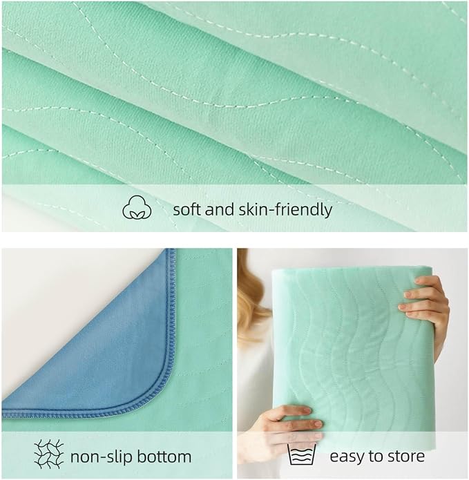 Pee Pads for Adults, Kids and Pets, Cotton-Like Surface, Machine Washable, 100% Leak Prevention with Waterproof TPU Layer (4 Pack, 34*36 inch)