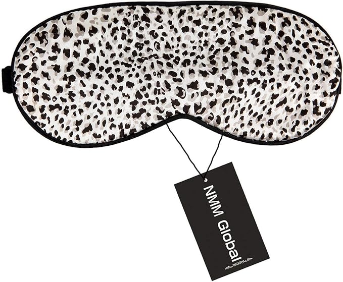 100% Mulberry Silk Sleep Mask Blackout, Cute Natural Sleeping Mask with Adjustable Elastic Strap, Satin Eye Cover for Men Women Adults (Leopard)