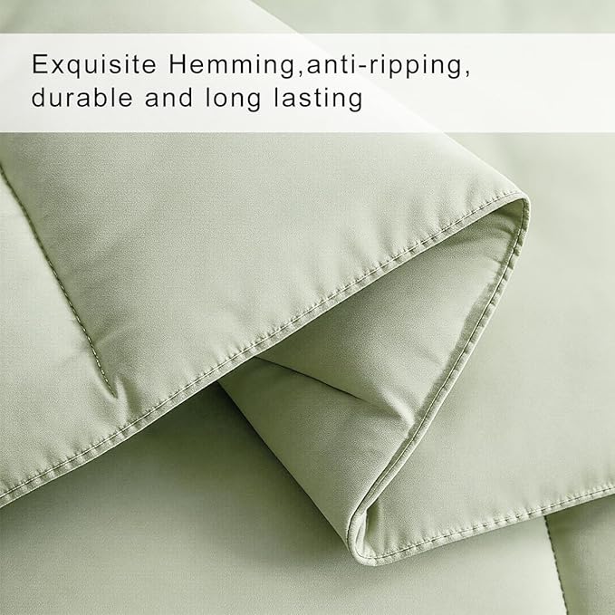 COHOME California King Size Comforter, All-Season Quilted Down Alternative Duvet Insert, Luxury Hotel GentleSoft Comforter with Anti-Clump Tech & 8 Tabs - Reversible - Sage Green 96 x104 inches
