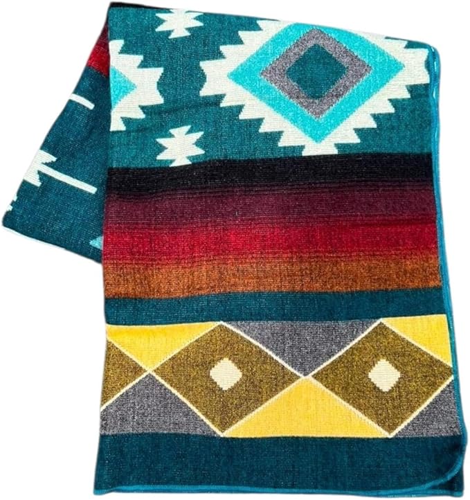 Alpaca Wool Blanket Queen 94x78 in | Ultra Soft, Non-Itchy & Breathable | Premium Alpaca Blanket | Warm, Hypoallergenic Natural Fiber | Handmade Luxury Throw for Bed or Sofa (Green and Turquoise)