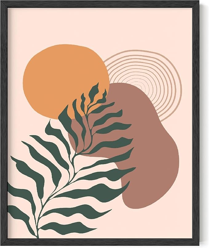 Y2K BOO Boho Monstera Leaf UNFRAMED Wall Art Abstract Sun Earth Tones Terracotta Mid Century Modern 16x20 Inch Heavyweight Paper Minimalist Botanical Studio Decor