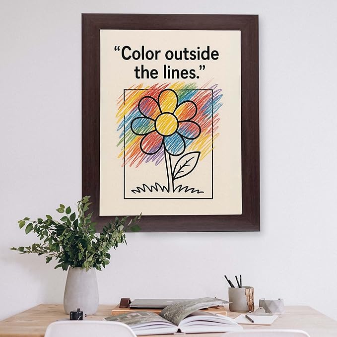 InkFlow Posters Rainbow Flower Typography Poster - Fun Graphic Print for Kids Bedroom, Playroom, Nursery - Creative Motivational Decor - 8x10 Unframed Canvas Print