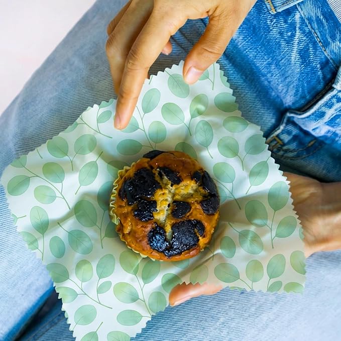 Reusable Beeswax Wraps, 9 Pack Eco-Friendly Food Storage, Organic Cotton, Sustainable, Zero Waste, Plastic-Free, Sandwich, Snack, Bowl Covers, 1XL, 3M, 5S, Botanical Leaves & Flowers