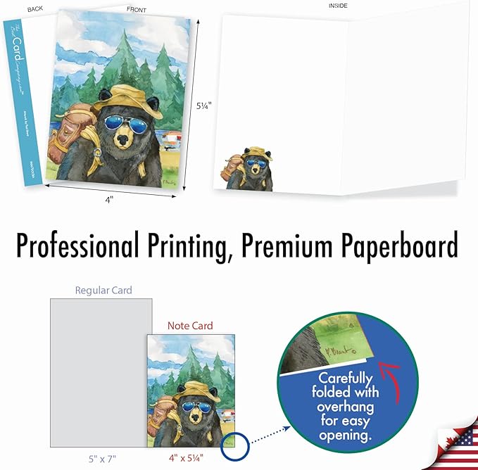 The Best Card Company Assorted Funny Wildlife Watercolor Blank Greeting Card Box Set - Incl. 10 Unique Notecards Designs + Envelopes for Thank You, Invitations - Animal's Day Off AM6670OCB-B1x10