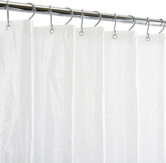 Bath Bliss Waterproof Shower Curtain Liner, 4X’s Splash Guard Suction Cup Leak Protection, 12 Rust Resistant Copper Grommets, 3 Large Magnet Hem, 100% PVC, 70" x 72", Clear