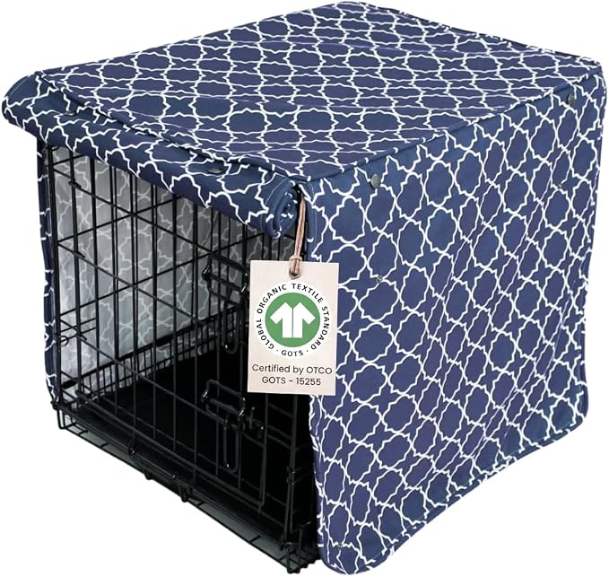Molly Mutt Romeo & Juliet Dog Crate Cover, 100% Cotton Canvas Cover with 2 Roll-Up Panels, Ideal for Dog or Cat Crate, Durable, Washable, and Free of Harmful Chemicals, 30" x 19" x 21"