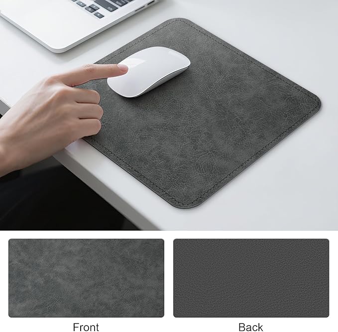 Imitation Crazy Horse Leather Desk Mat - Waterproof Desk Pad - Ideal for Large Mouse Pad and Desk Mats on Top of Desks (Gray+Dark Gray, 11"*8")