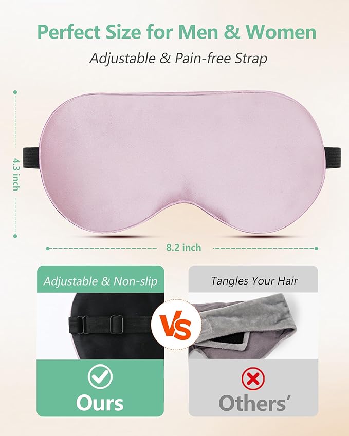 Sleep Mask with Pouch, 2 Pack 100% Real Natural Pure Silk Eye Mask with Adjustable Strap for Sleeping, BeeVines Eye Sleep Shade Cover, Blocks Light Reduces Puffy Eyes Gifts