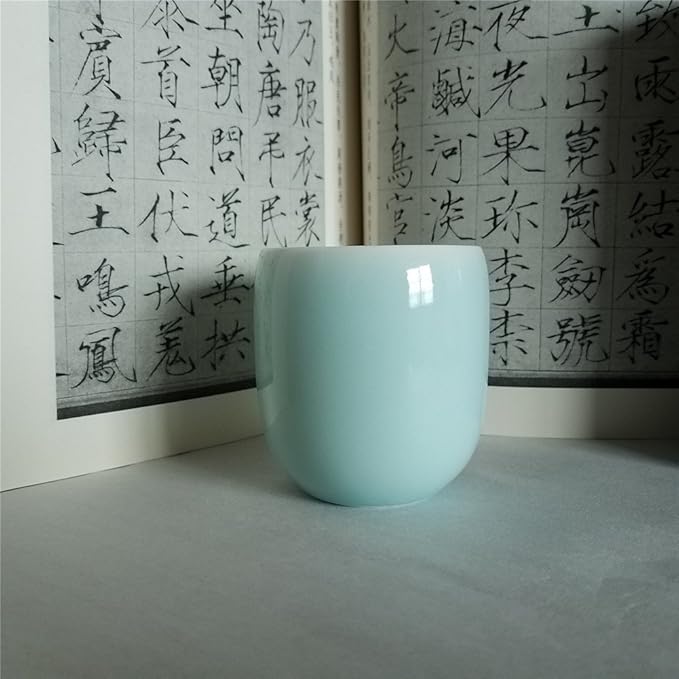 Teacups 5-Ounce Japanese Style Coffee Cup Glazed Porcelain Mugs Beer Handmade Celadon(1, Sky Blue)