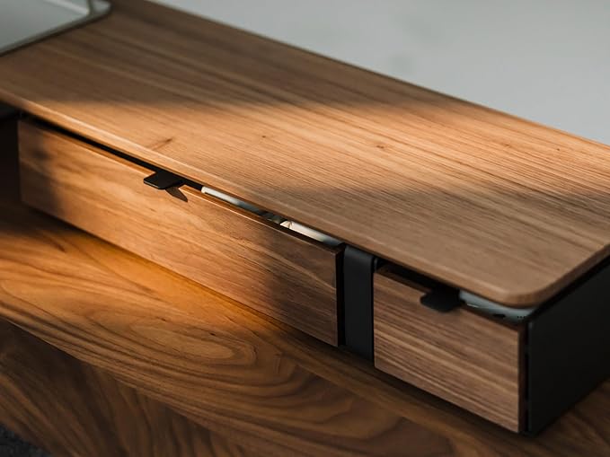 Oakywood Large Modular Drawer – Solid Wood Desk Organizer with Drawers – Document Holder & Office Storage – For Home Office Use – Black Walnut – Single Size