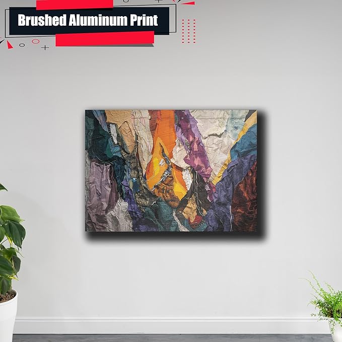 Print artistic nicely depicts a wild mountains, many pieces of fabric and torn paper of different textures and colors, Minimalist Wall Art, Arts