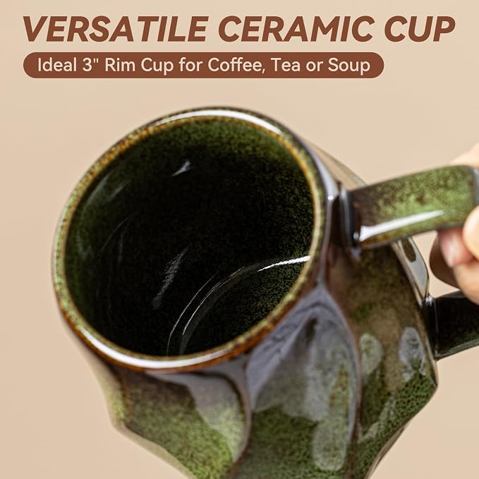 Forest Hearth Ceramic Coffee Mug - 17 oz Unique Reactive Glaze Coffee Cup with Ergonomic Large Handle, Ceramic Mug for Office Home, Birthday Gift for Men Women