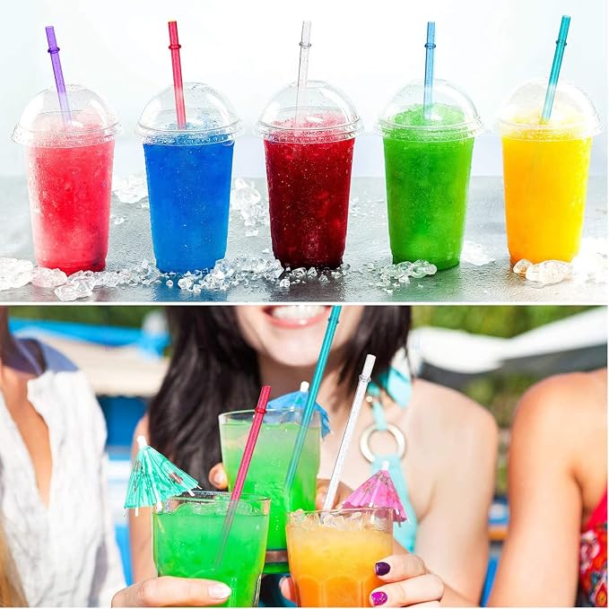 72 Pcs 11 inch Reusable Plastic Straws Colorful Drinking Straws, Glitter Drinking Straw for 40/30/24 oz Jar and Tumbler, with Cleaning Brush (Gold, Dark Blue, Purple, Red, White, Green)