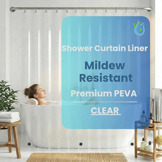 SUSTAINAURA® Premium Clear Shower Curtain Liner 72x72 – Waterproof, Quick Dry, Odor Free, Eco Friendly, Non-Toxic with 3 Weighted Magnets & 12 Rustproof Grommets Bathroom Accessories