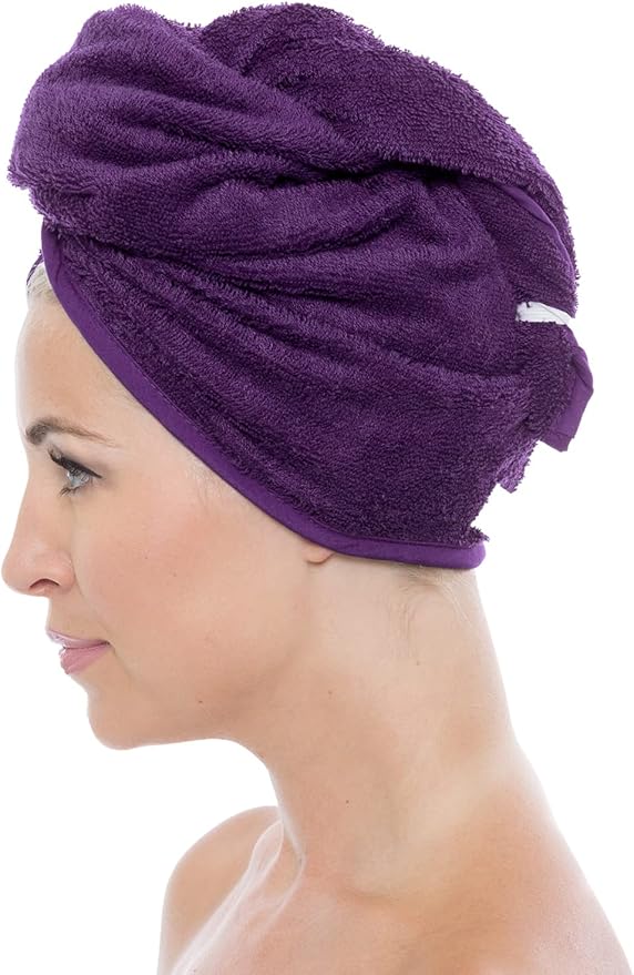 TexereSilk Women's Towel Wrap - Modal & Organic Cotton Spa Wrap Set (Purple, 2X / 3X)