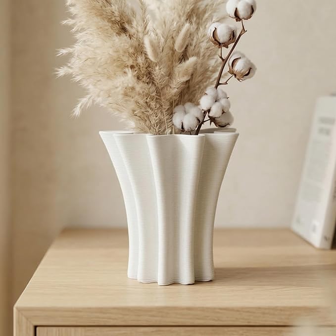 Contemporary White Ceramic Vase, Abstract Irregular Shape Sculptural Accent for Home Decor, Modern Artistic Centerpiece for Coffee Table or Bookshelf