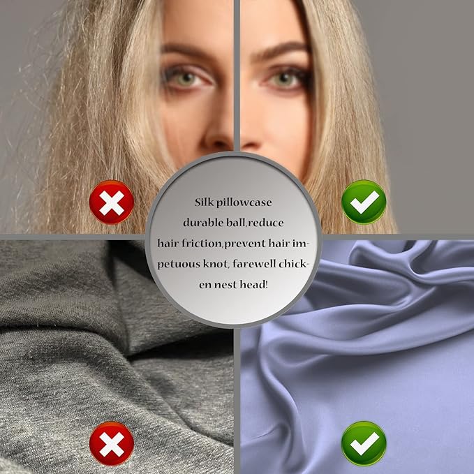 Silk Pillow Cases 2 Pack,Soft Breathable and Sliky Queen Size Pillow Cases Set of 2,Natural Mulberry Silk Pillowcase Set of 2 for Hair and Skin with Hidden Zipper (Grayish Blue,20"X 30",2pcs)
