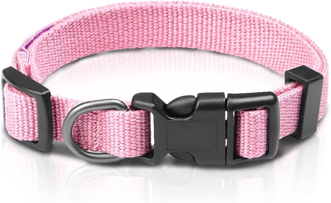 Pink Dog Collar for Small Dogs, Breathable, Anti-Odor & Soft, Comfortable for Sensitive Skin Puppies, 90% Bamboo Rayon, Adjustable Quick-Release Buckle Pet Collar for Chihuahuas Frenchie