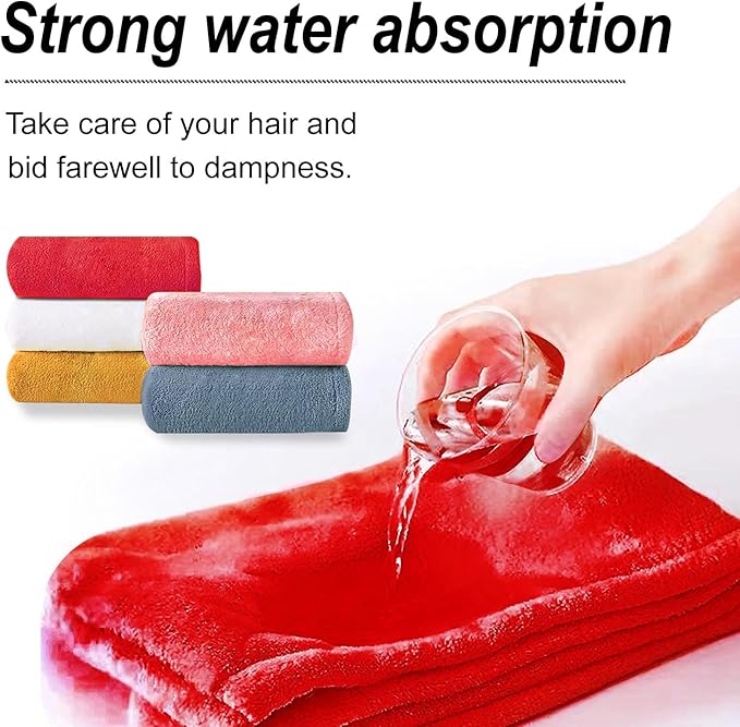 Microfiber Hair Drying Towel Wrap for Women, Hair Turbans Towel for Wet Hair,turbie Twist Hair Towels(The Color of the Picture is for Reference only) (Red-Double Layer)