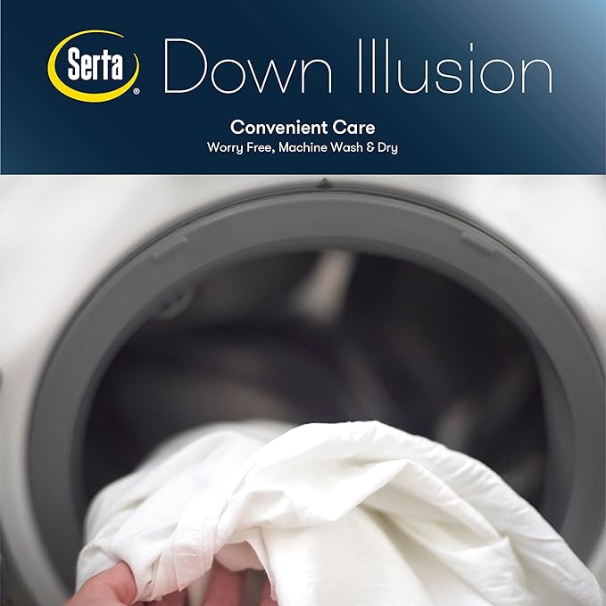 Serta Down Illusion Extra Warmth Hypoallergenic Down Alternative Comforter with Corner Loops, Twin/Twin XL, White