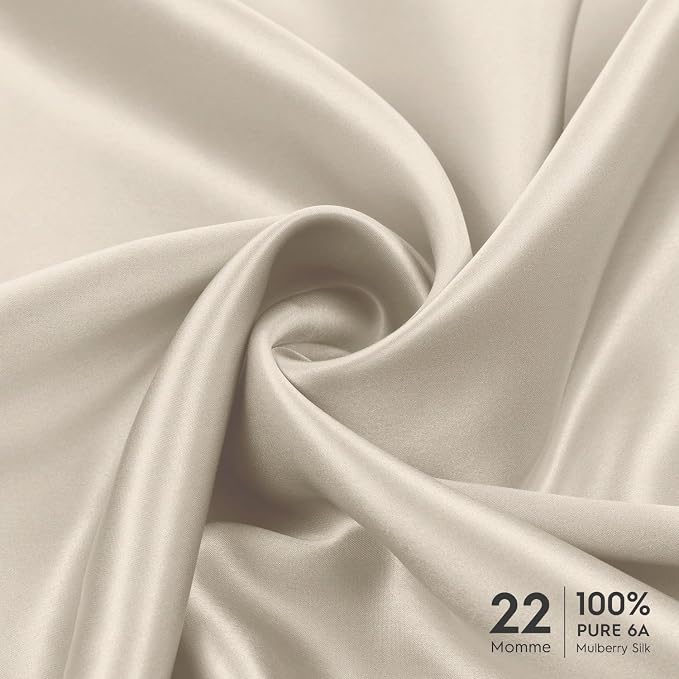 Tafts Silk Pillow Cases - 22mm 100% Pure Mulberry 6A Silk Pillowcase for Hair & Skin with Envelope Closure, No Zipper, Cooling, Natural, Organic, Double Sided Pillow Case (Nude, King 20x36, 1pc)