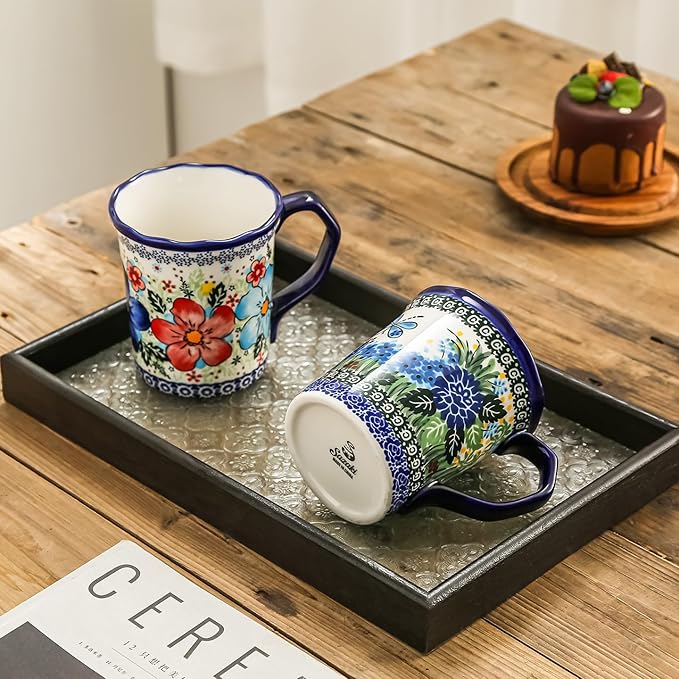 Handmade Ceramic Coffee Mug 13 oz Large Porcelain Pottery Cup For Coffee, Tea Cappuccino, Americano, Latte, Dishwasher Microwave Safe Day Gift for Moms, Girls, Ladies Housewarming Present