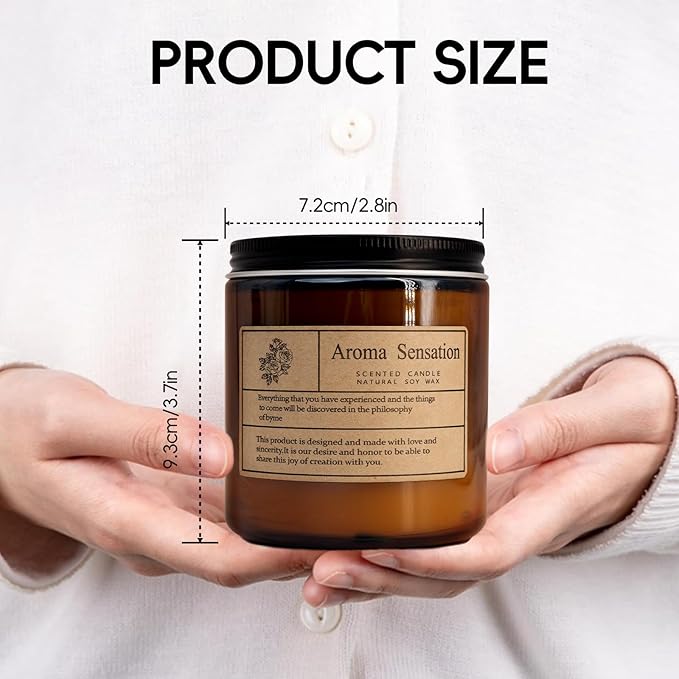 Organic Sandalwood Rose Candles - Non Toxic Soy Candles for Home, Stress Relief & Meditation (7oz)