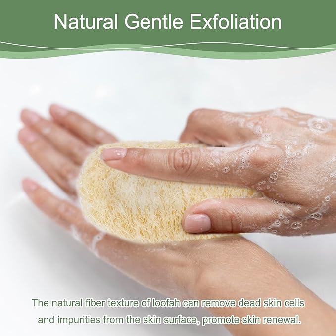 Scrub Loofah Sponges, Natural Luffa Kitchen Dish Sponge, Non Scratch Cleaning Sponge for Kitchen, Bathroom, Household, Biodegradable, Compostable, Pack of 6 (Oval)