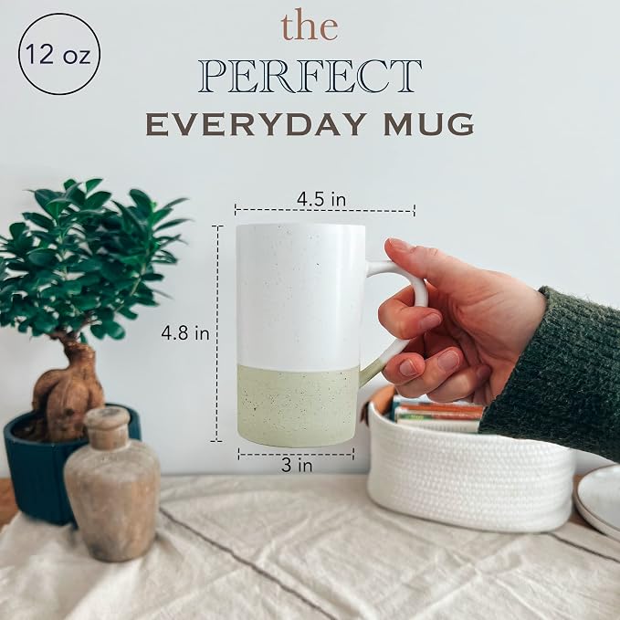 MORA Ceramics 12oz Coffee Mug Set of 4 - Ceramic Tea Cups with Handle - Microwave and Dishwasher Safe, Perfect For Cup or Mug Lovers - Rustic Matte Glaze, Modern Design Mugs - Assorted Colors