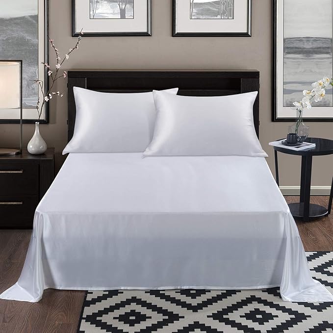 ALASKA BEAR Silk Pillowcase Envelope Closure, 22 Momme 100 Percent Long Overlap Sleeve Mulberry Silk Pillow Case Foldover Design, Machine Washable and NO Zipper, Standard (1, Cool White)