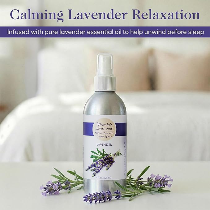Victoria's Lavender Linen Spray - Aromatherapy Pillow Mist & Linen Spray for Bedding, Soothing Lavender Essential Oil Pure Blend for Bed & Pillows, Relaxing, Handmade in the USA - 2 Pack, 8 oz