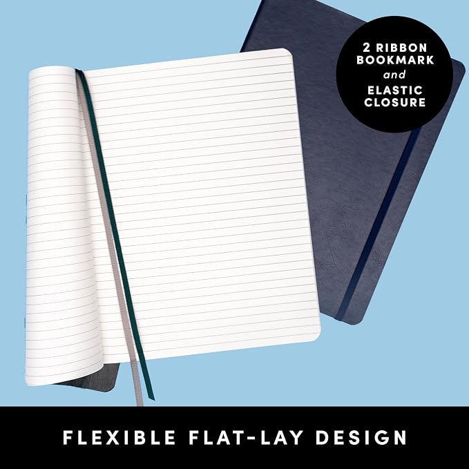 PAPERAGE Softcover Lined Journal Notebook (Periwinkle), 176 Pages, Large B5 College Ruled Notebook, 7.6 inches x 10 inches - 100 GSM Thick Premium Paper, Leather Journal for Home, Work & School