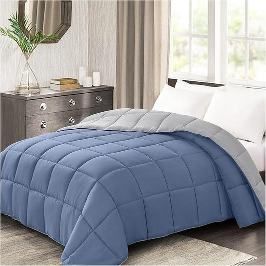 Homelike Moment California King Comforter - Blue Duvet Insert Down Alternative Bed Comforter, Lightweight Bedding Comforters Cal King Size Quilted Soft All Season Reversible Blue/Grey