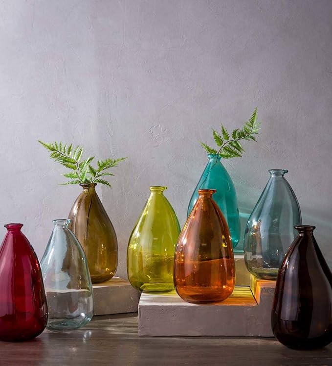 VivaTerra Recycled Oblong Glass Balloon Vase – Handblown Glass Vases for Centerpieces – Unique Organic Shape in a Delicate Pink Color – Sustainable and Unique Home Decor (14" H x 8.25" Dia.)