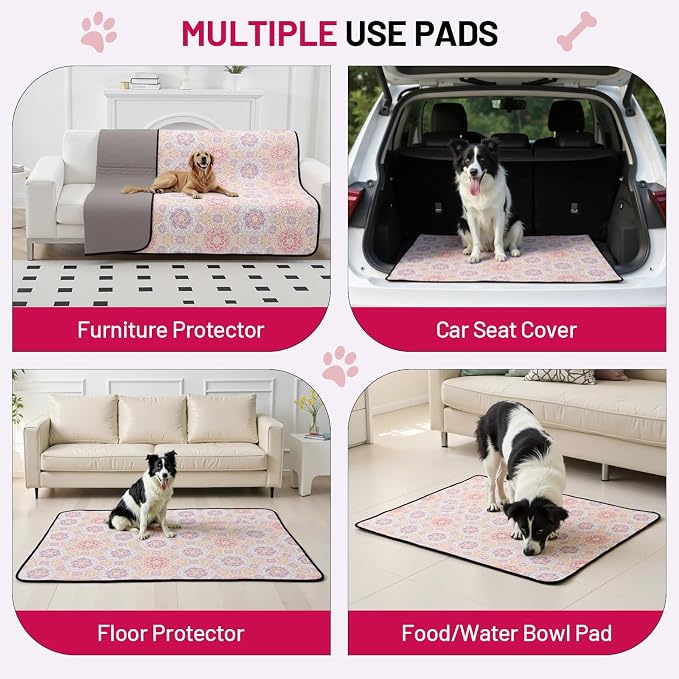 Washable Dog Pee Pads - Absorbent Reusable Puppy Training Pads, Waterproof Leak - Proof & Non - Slip for Crate Whelping Potty Training 72x72 (Pack of 1)
