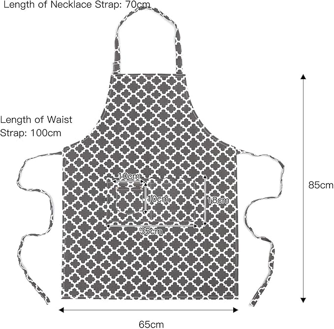 LessMo Kitchen Cooking Aprons with 3 Pockets for Men Women - Cotton Adjustable Professional Grade Chef Apron for Kitchen, BBQ & Grill (Dark Gray)