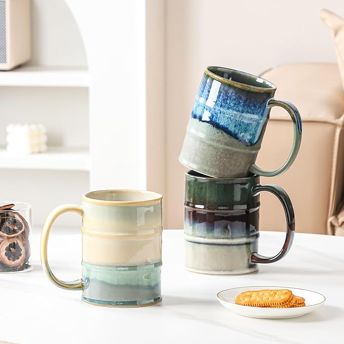 Coffee Mug, 22 oz Beer Mugs Large Ceramic Coffee Mug Tea Cups, Handmade Mug with Big Handle for Office and Home, Dishwasher and Microwave Safe (Rock Green)