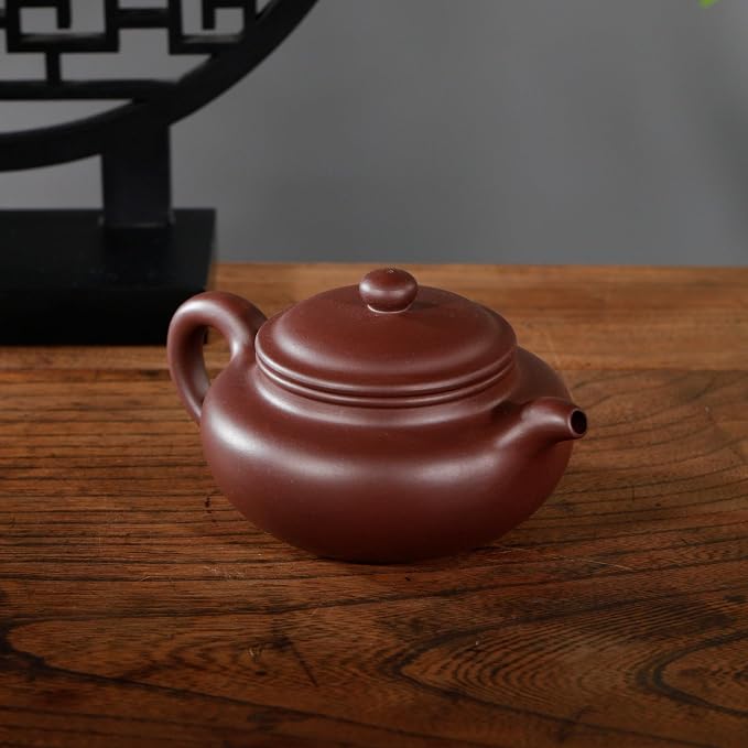 Artisan Yixing Clay Teapot 12.8 Oz with 2 Cups,Handmade Zisha Tea Pot Set -Fanggu